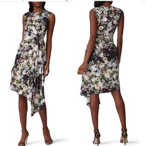 Adam Lippes Black and White Asymmetrical floral Dress - 2